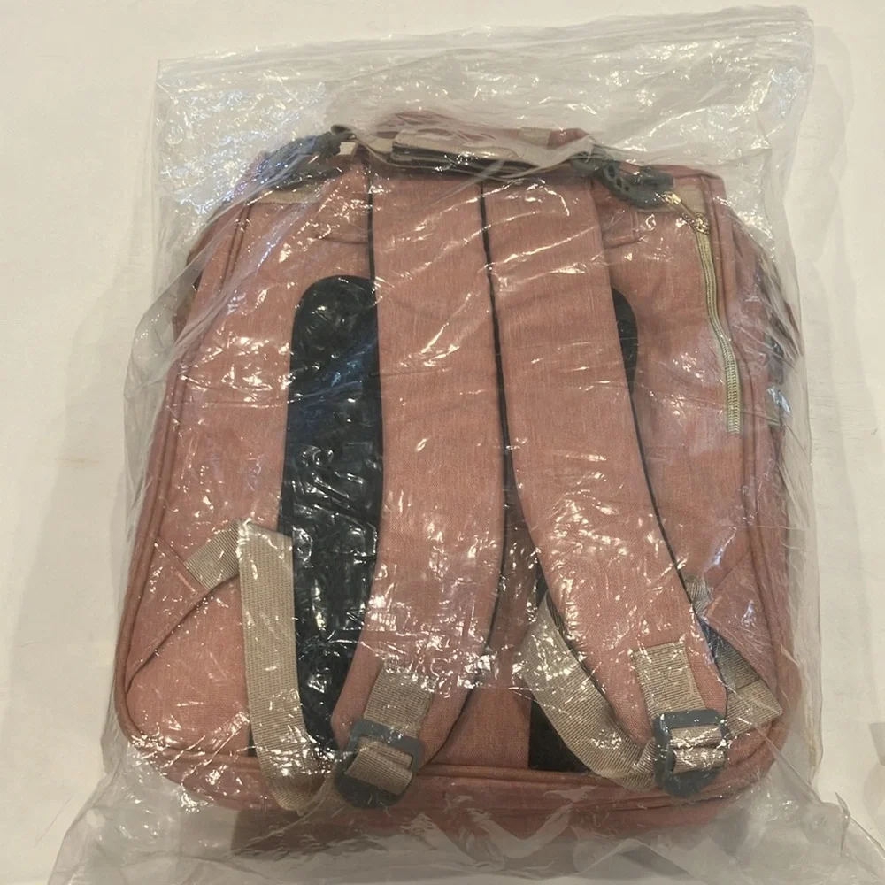Light Pink Diaper Bag Backpack Changing Station